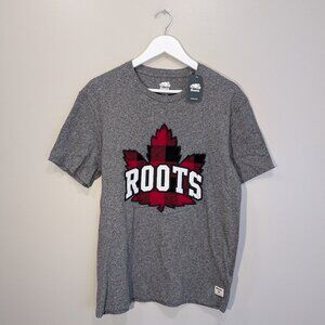 Roots Park Plaid Maple Leaf T-Shirt Men's Outdoor Rustic Style - Size S